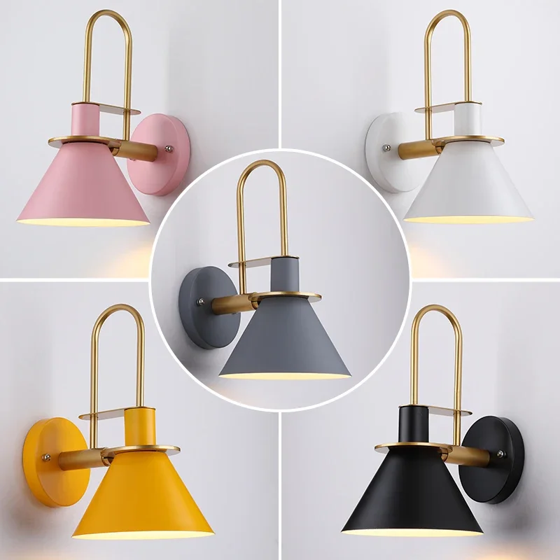 Imagem -02 - Vintage Macaron Horn Iron Wall Light Lâmpada de Parede Criativa Luminária Retro para Sala de Estar Quarto de Jantar e Corredor