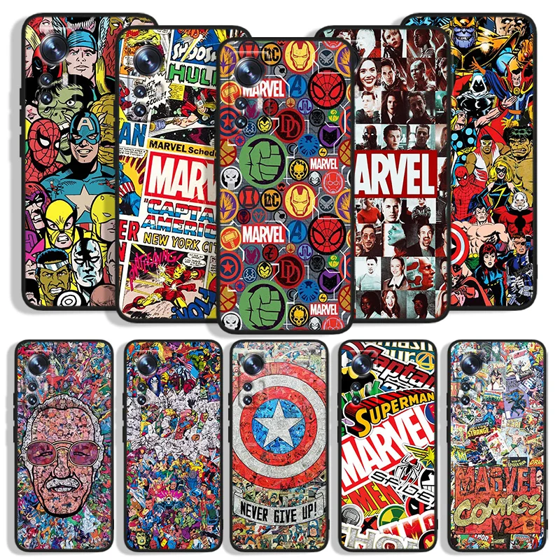 

Marvel Comics Logo Cute Phone Case For Xiao Mi 12X 12 11T 11i 11 10T 10S 10 9T 9 SE Lite Pro Ultra Note 10 Black Cover