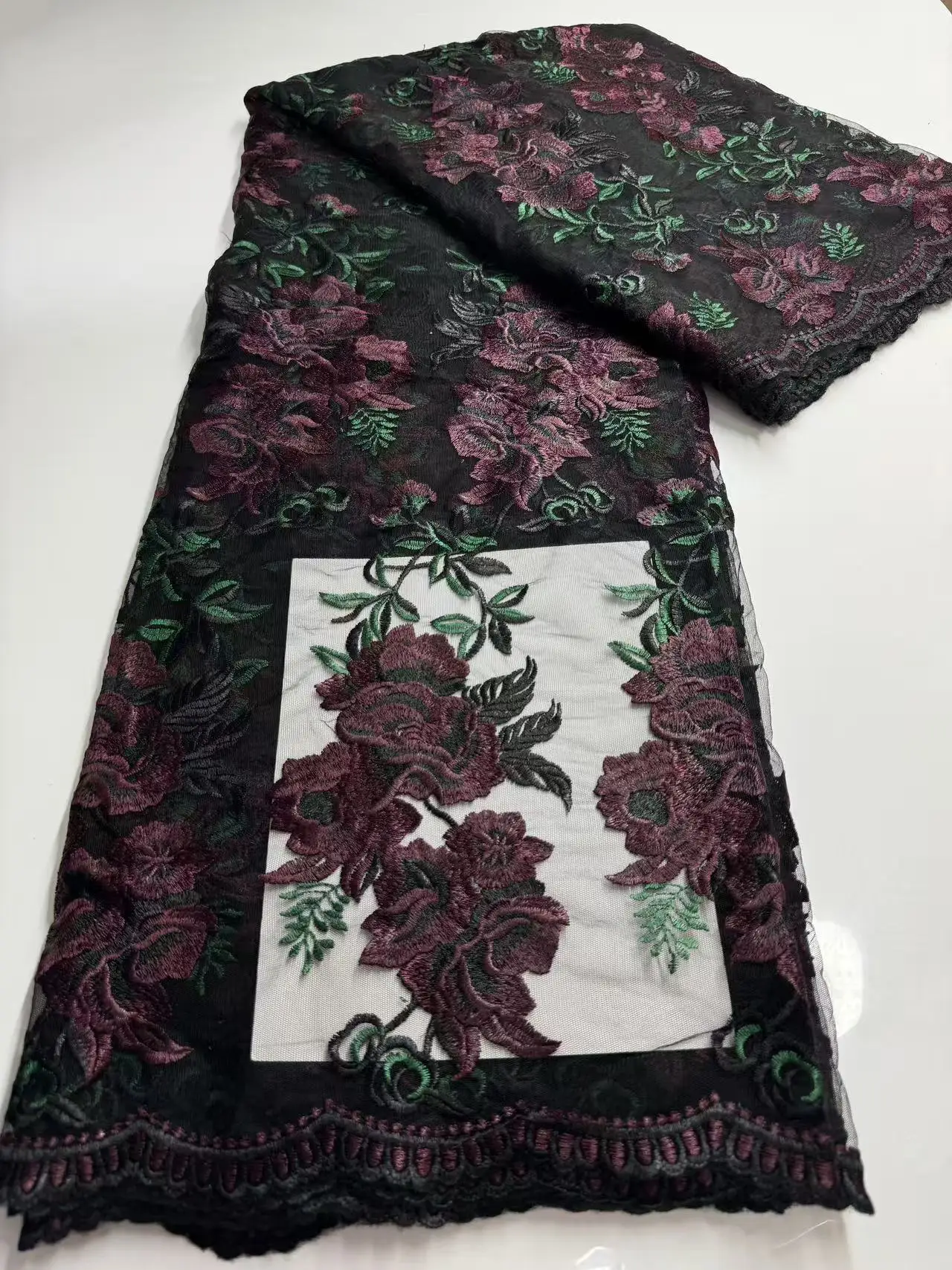 

African French Soft Mesh Lace Fabric 2025 High Quality Embroidery Nigerian Tulle Lace Fabric For Women Wedding Party Dresses Sew