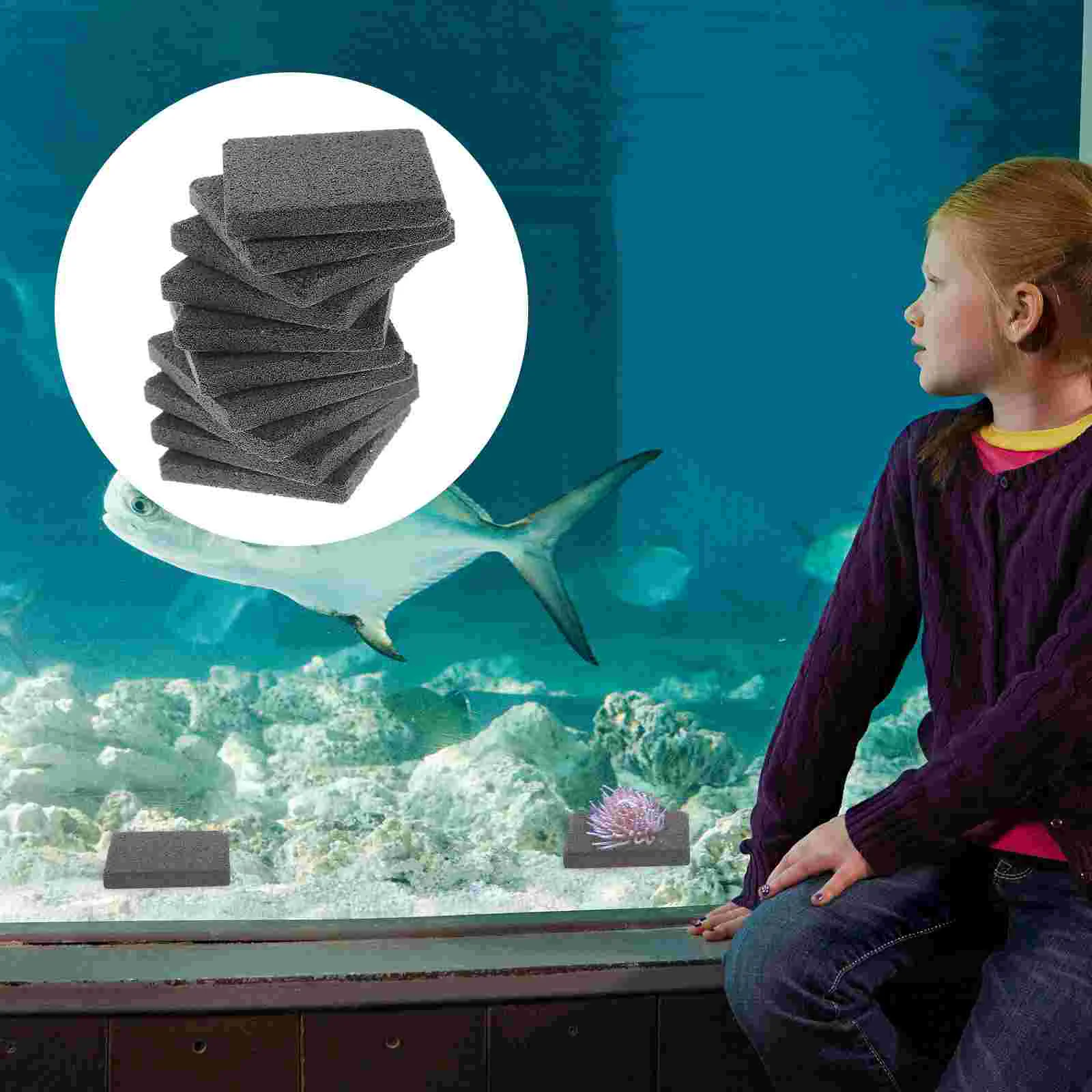 10 Pcs Fish Tank Stand Tray Aquarium Coral Reef Bases Holder Grey Ceramics