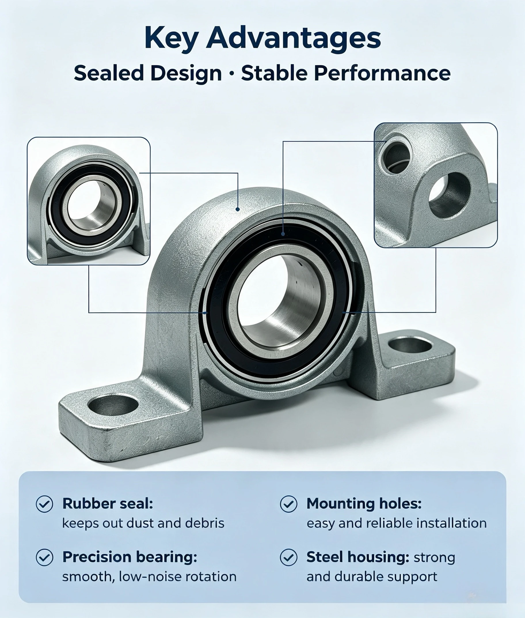 New Aluminum Alloy Pillow Block Bearing Light Weight Vertical Mounted Ball Bearing Unit