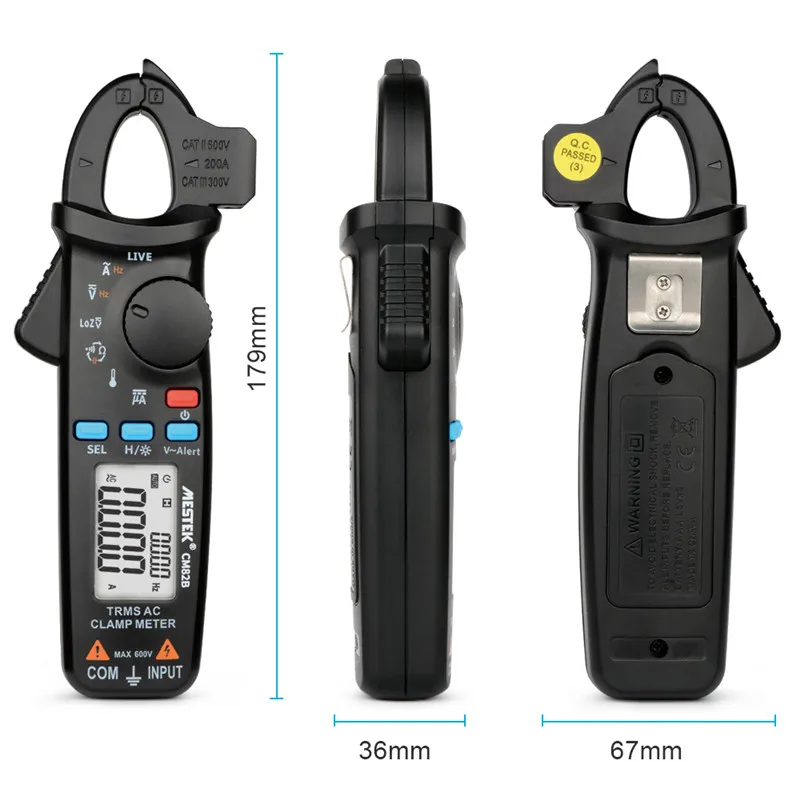 MESTEK CM82C medidor de pinza Digital dc ac pinza AC/DC Amperimetrica TRMS multímetro con pinza amperimétrica