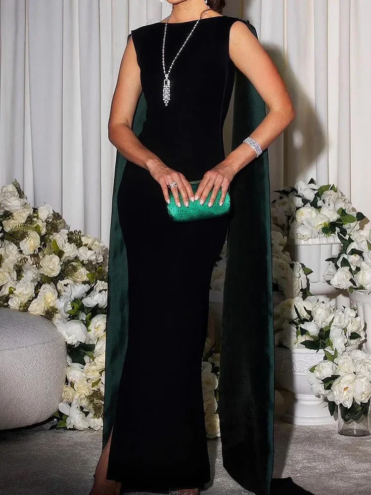Green Sequins Prom Dresses Sleeveless Mermaid Beaded Cape Arabia Design Evening Dresses 2025 Wedding Party Dress customized