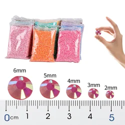 Bulk wholesale Jelly Color AB Transparent AB 2mm,3mm,4mm,5mm,6mm Facets FlatBack Resin Rhinestone Nail Art Garment Decoration
