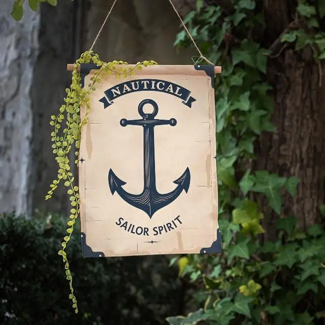 Moslion Anchor Garden Flag Vintage Nautical Ocean Sea Sailor Spirits Flags Double-Sided Banner Welcome Yard Flag Outdoor Hom uui