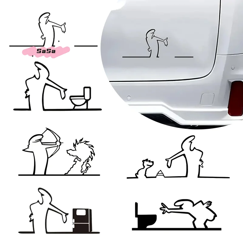 1 unidad de pegatina minimalista para coche La Linea, parachoques y ventana, pegatina de pared para puerta, diseño de personaje de dibujos animados, decoración del hogar y el coche