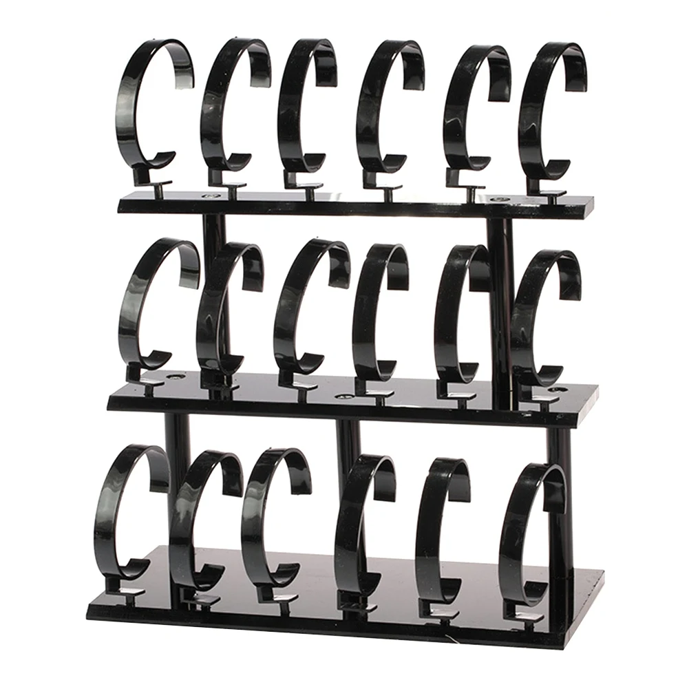 Acrylic Three-Layer 18-Digit Watch Display Storage Rack Black