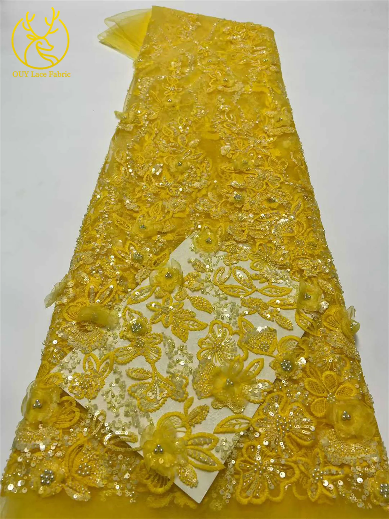 Luxuriöser afrikanischer Spitzenstoff mit Pailletten und Perlen, 2026, Premium-Qualität, grüner französisch-nigerischer bestickter Spitzenstoff, Partykleid, 5 Yards – Detail 10