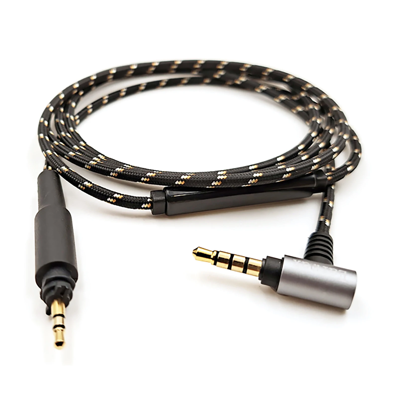 Nylon Audio Headphone Cable With Mic For Shure SRH840A SRH440A SRH840 SRH940 SRH440 Headset Accessories 1.3m Earphone Cord Black image 2