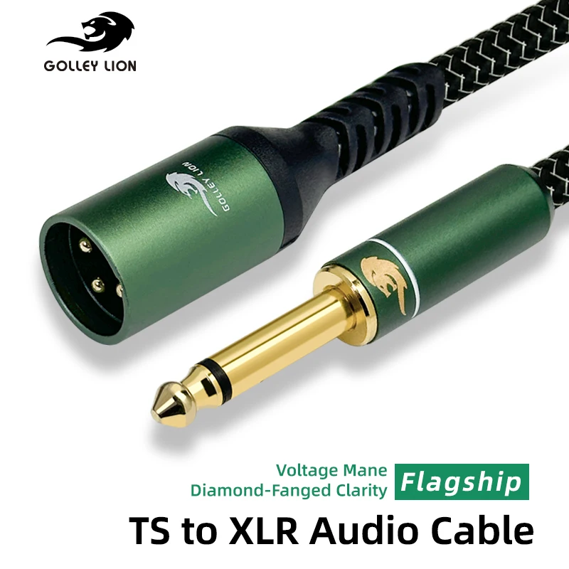 GOLLEY LION TS 1/4'' Male to XLR Male Unbalanced Cable 6.35mm to XLR Cord for Dynamic Microphone Mono Mic Cable