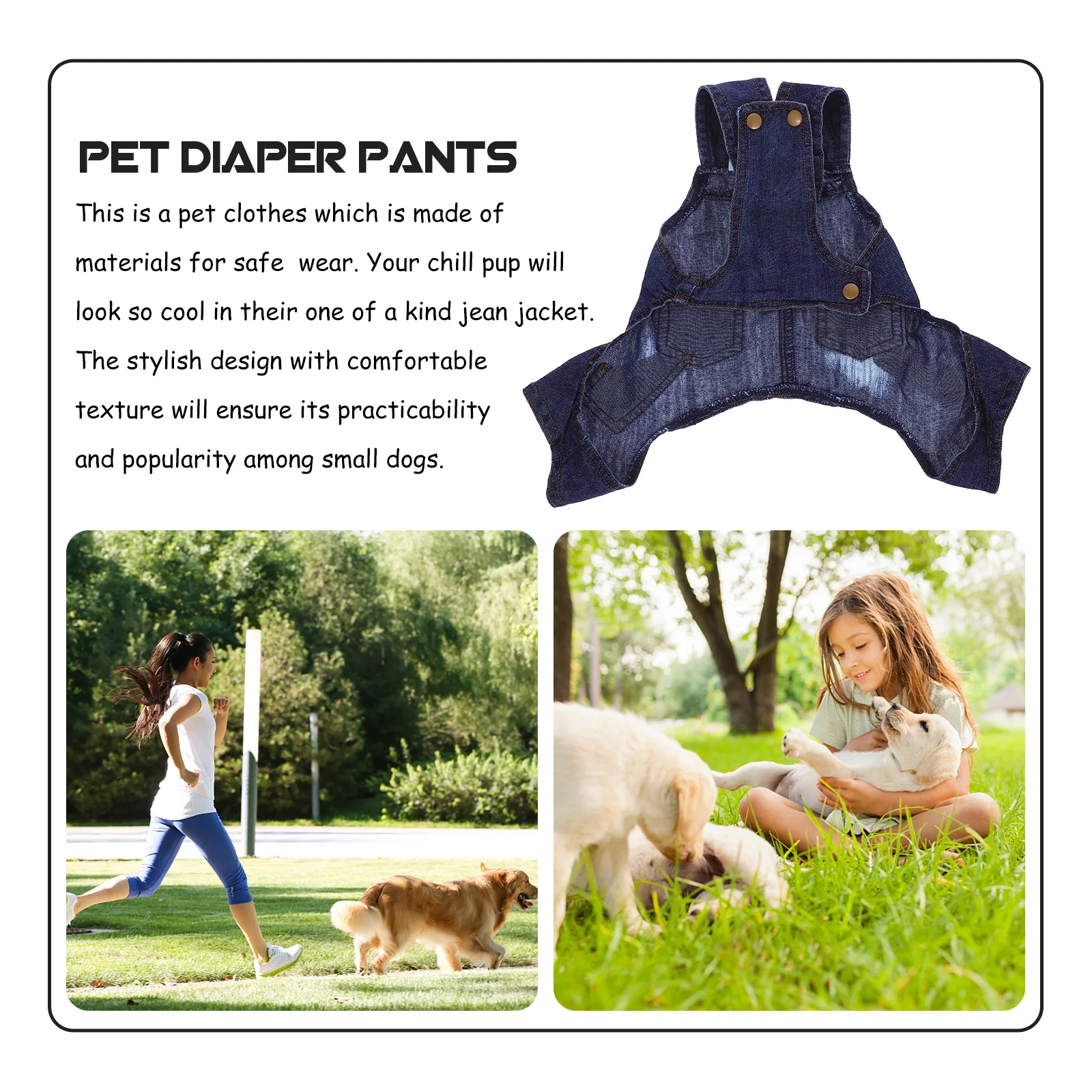

Dog Harness Pants Denim Wear For Small Dogs Pet Vest Jeans Comfortable Walking Jogging Outdoor Pet Clothing