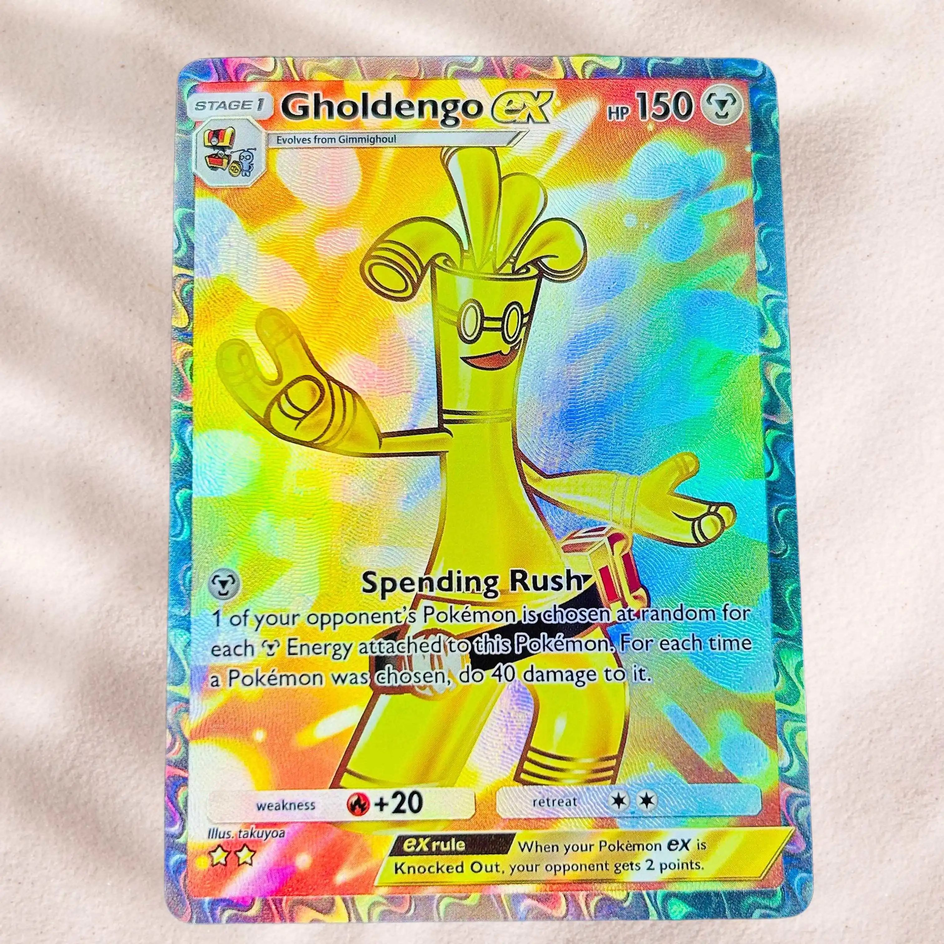 

DIY Pokemon Gholdengo ex Holographic Texture English Version Premium Anime Collection Card Perfect Condition