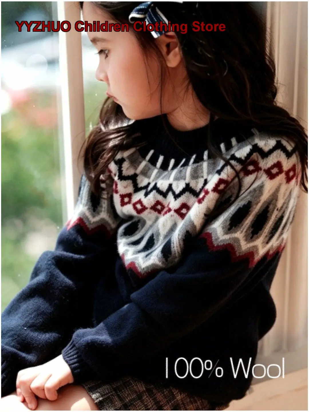 Kids Fair Isle Jacquard Knit Top Boys Girls Autumn Winter Stylish Parent-Child Matching Knit