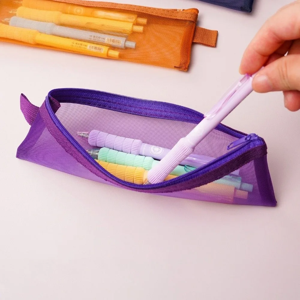 1pc Mesh Pencil Case Storage Bag For Exams Portable Pencil Case Multi-Functional Square Stationery Pencil Pouch School Supplies