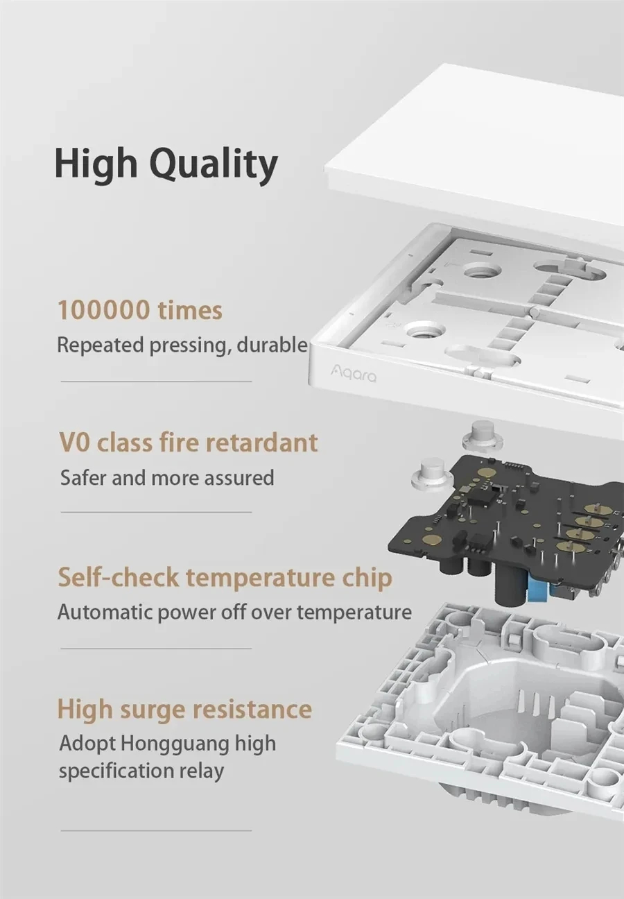 Aqara E1 Przełącznik ścienny z neutralnym światłem NO Neutralny przełącznik współpracuje z koncentratorem bramy ZigBee 3.0 dla aplikacji XiaoMi Home