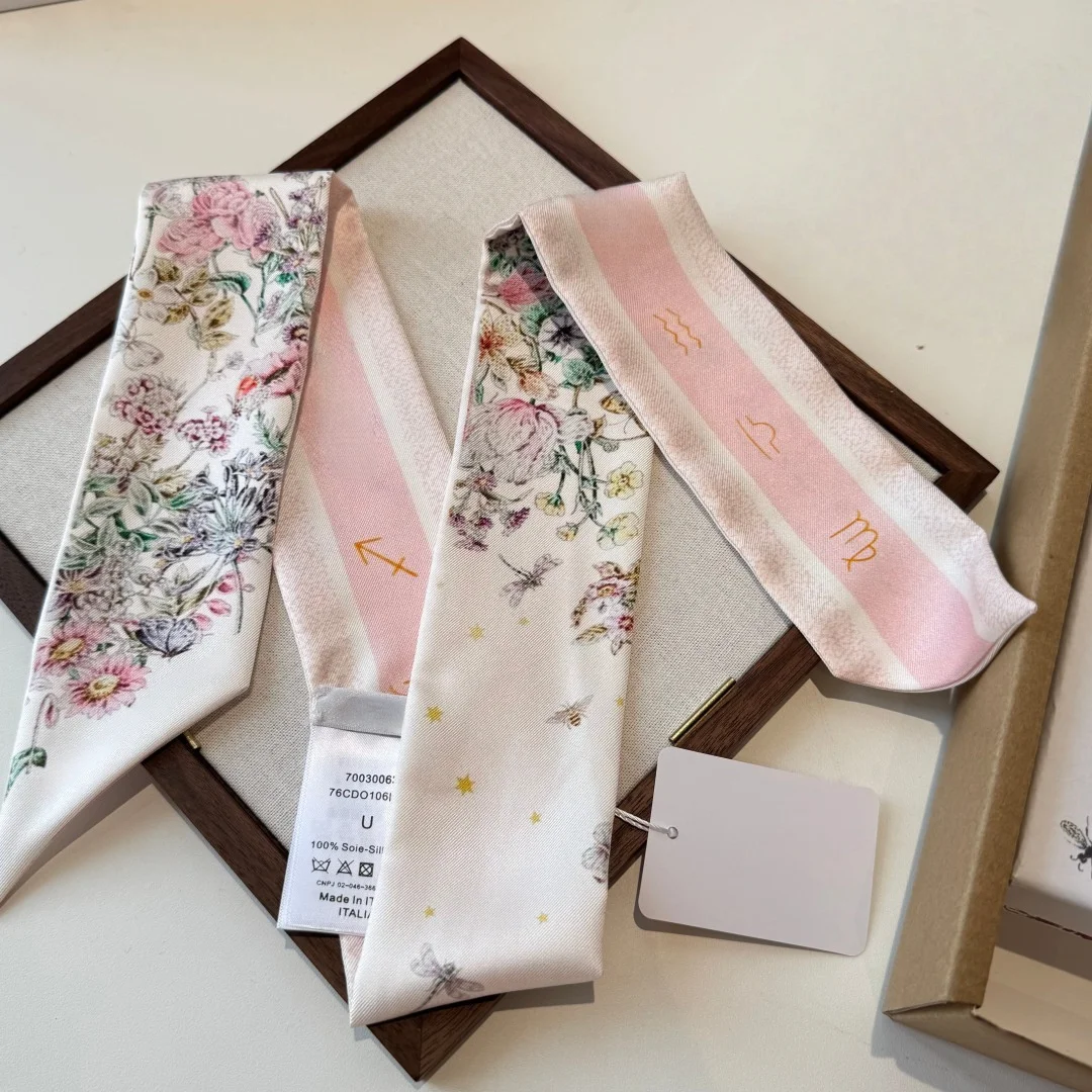 

Шелковый платок класса люкс из чистого шелка, можно использовать как головной платок, ремешок для сумки или браслет, модный аксессуар, 6 х 100 см