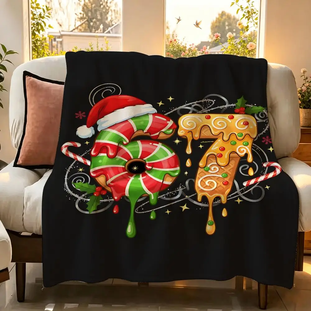 viral meme Number Six Seven Throw hot Flannel Throw Blanket Suitable for Sofa、Living Room、Bedroom soft