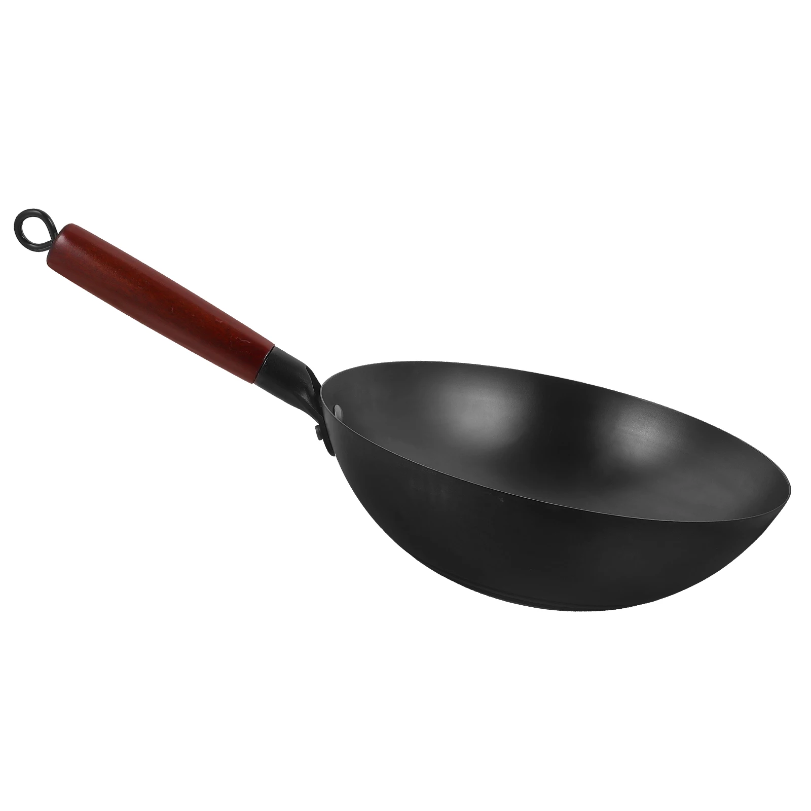 

Iron Inch Fry Round Bottom Wok Pans Wood Handle Nonstick Fry Pan Kitchen Cookware Gas Stove Traditional Pots