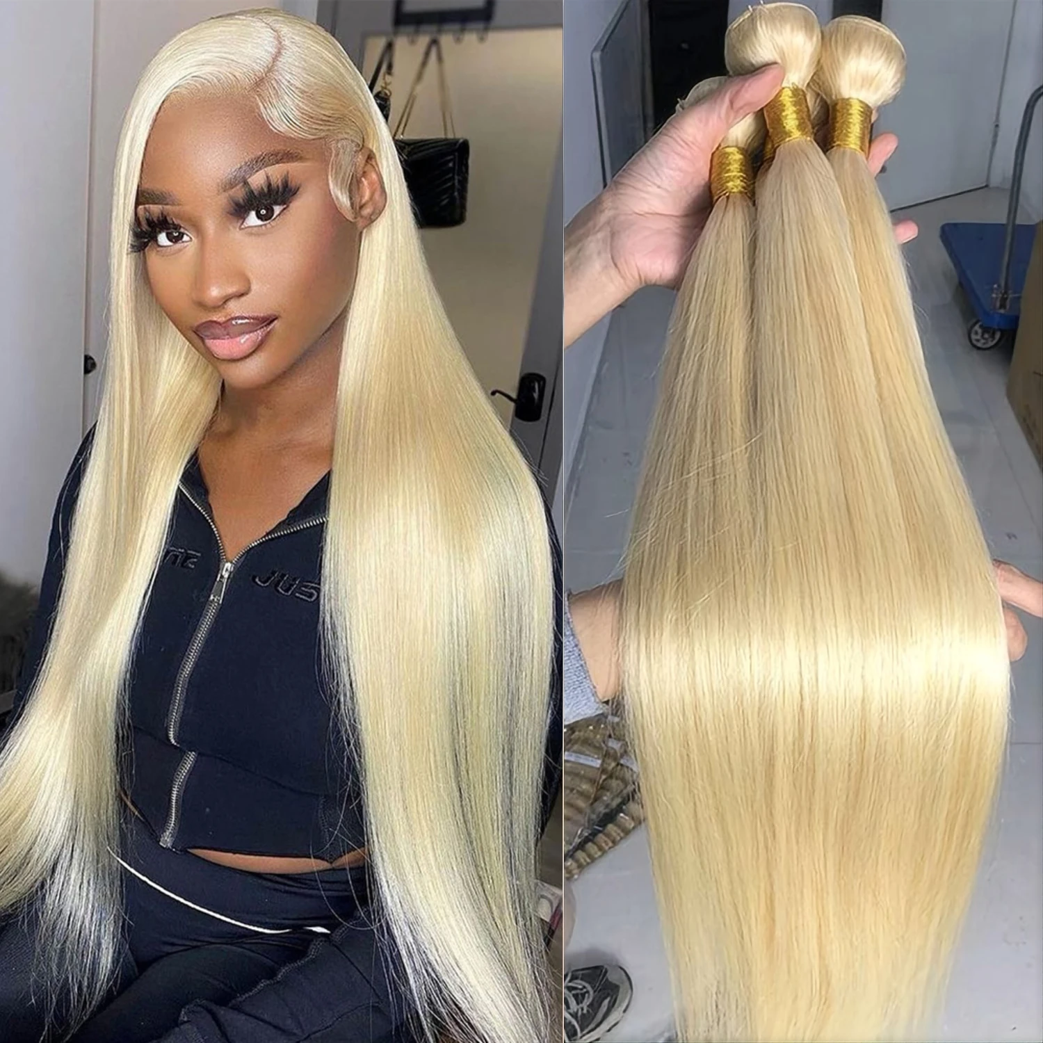 

30, 40 дюймов, медовый блондин, 613, прямые пучки человеческих волос, наращивание волос Remy, бразильское плетение волос 1/3/4, пучки необработанных волос