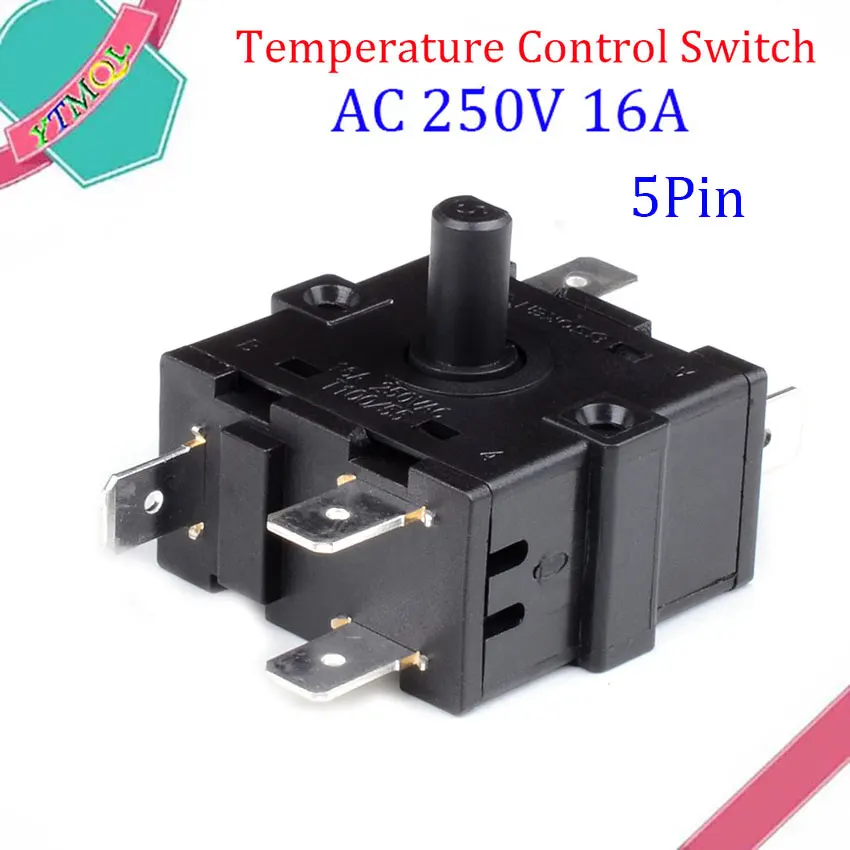 Imagem -04 - Interruptor de Controle de Temperatura para Aquecedor Elétrico Interruptor Rotativo Seletor de Interruptores ac 250v 16a 3pin 5pin 6pin 20 Pcs