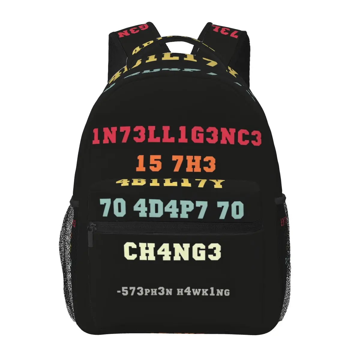 Geek Tops Intelligence Is The Ability To Adapt To Change Letters Print Backpacks Bookbag School Bags Rucksack Shoulder Bag