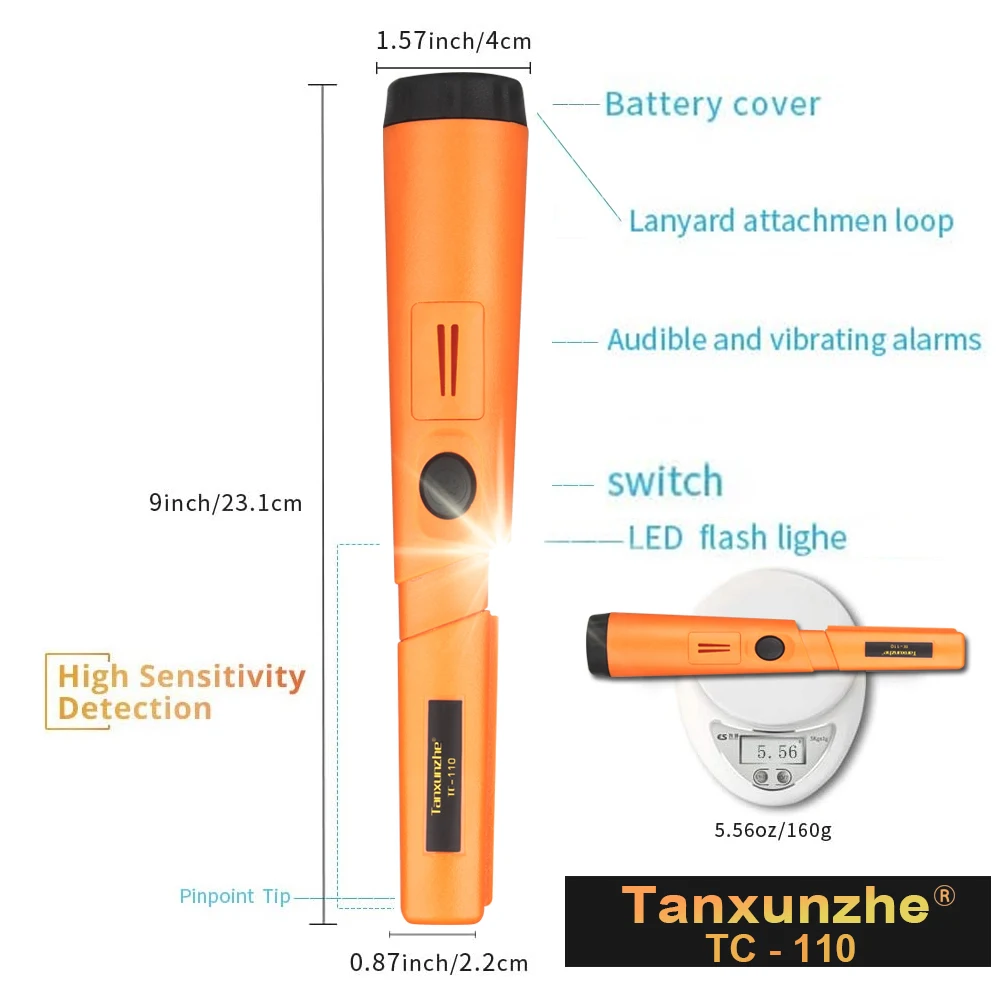 熱い販売-tc-110-ハンドヘルド金属探知機位置決めロッド、傷防止保護カバー付き金属ピンポインティング-ip68-防水