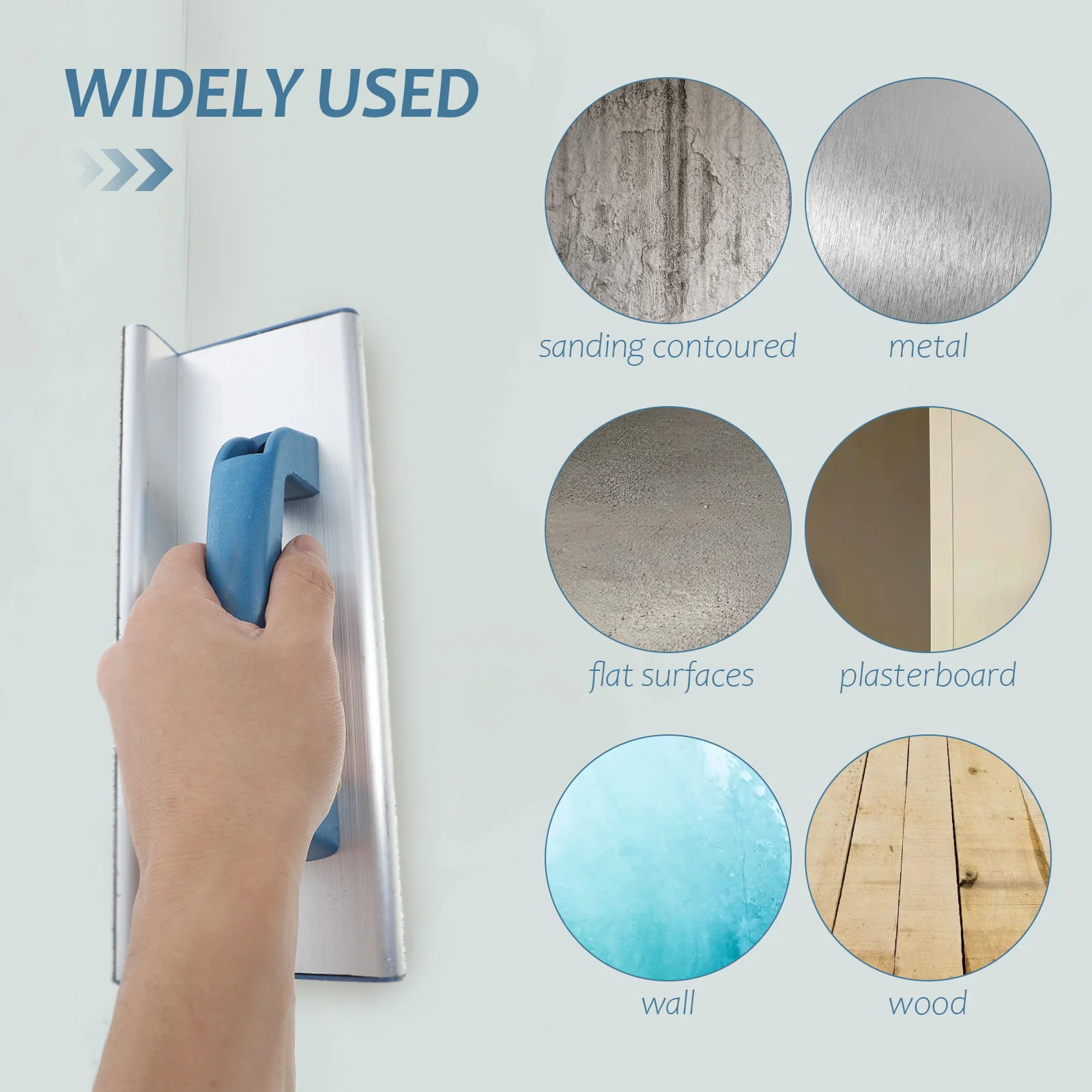 Soporte de papel de lija autoadhesivo, herramienta lijadora manual ligera de aleación de aluminio para esquina de pared, paneles de yeso, lijado, 2 uds.