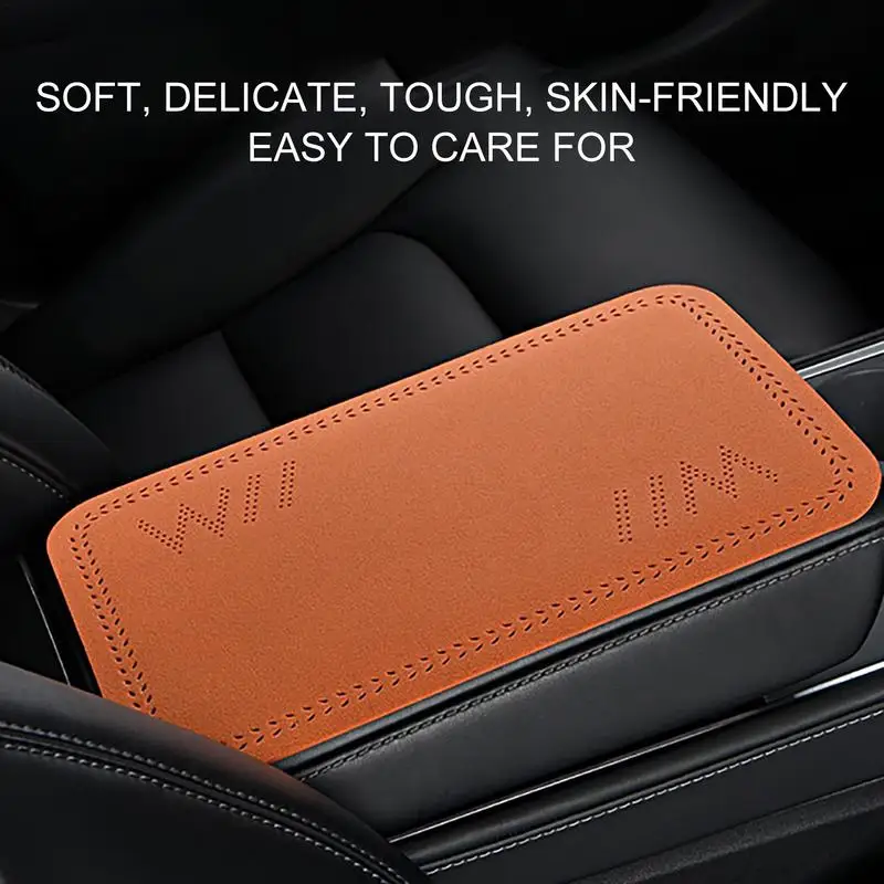 Car Armrest Box Pad Ultra-Thin Armrest Protector Automotive Armrest Cover Car Interior Accessories Anti-Slip Black/Orange Fits