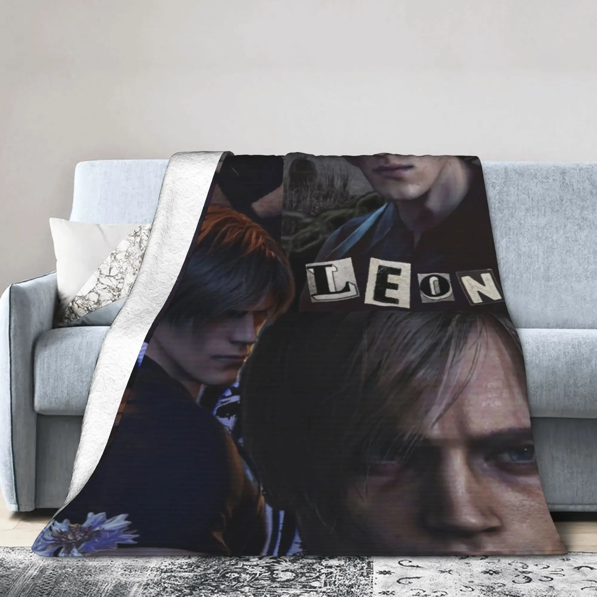 Leons Kennedy Residents Evils Flannel Blanket Winter  Warm Throw Blanket for Kids Couch Bed Funny Bedspread Sofa Bed Cover