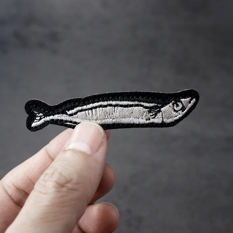 Fish Size:1.4x6.6cm Patch for Clothing Iron on Embroidered Sewing Applique Cute Fabric Badge DIY Apparel Accessories