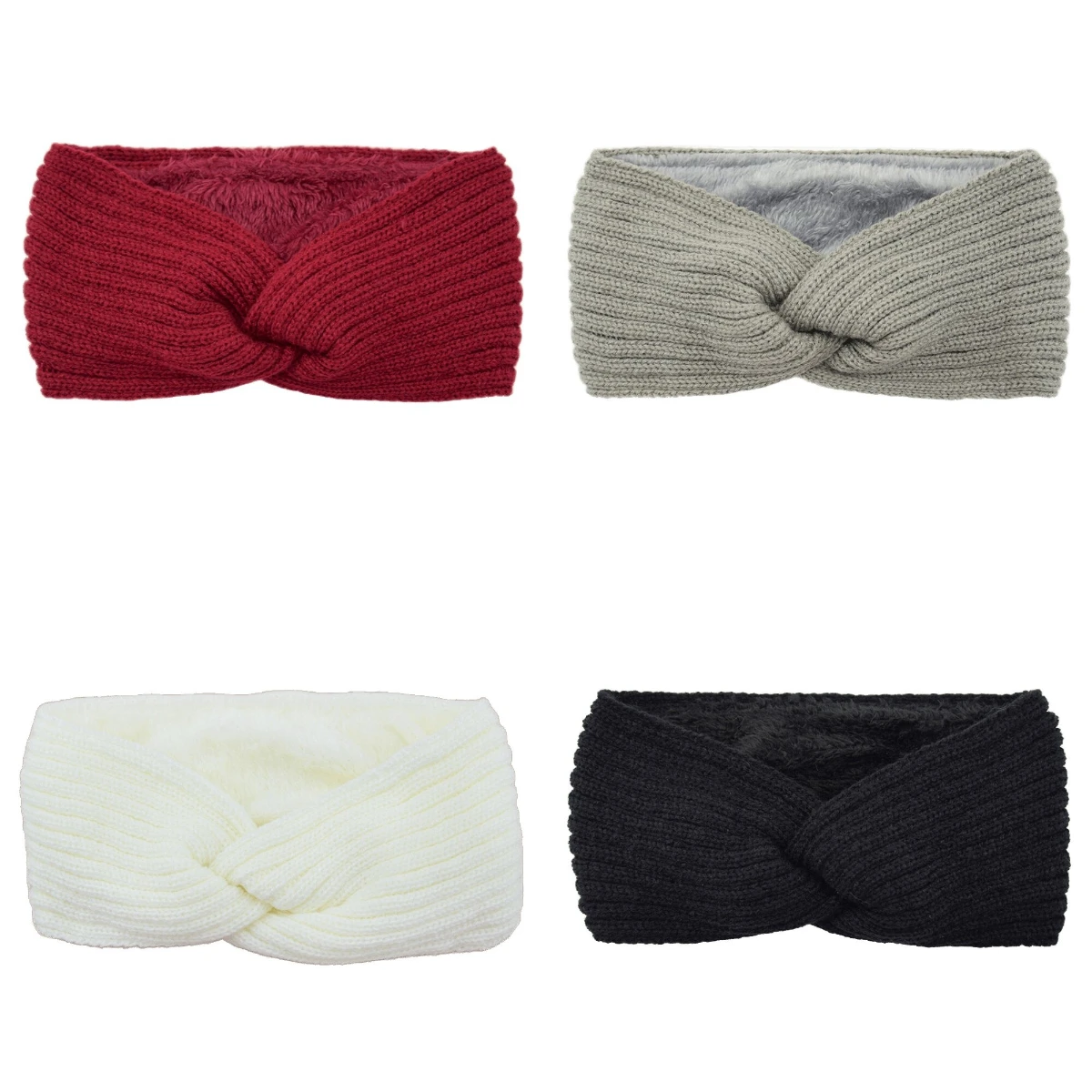 Cross Cold Headband Women's Plush Soft and Comfortable Fleece Lining Wide Edge Headband Autumn and Winter Knitted Headband