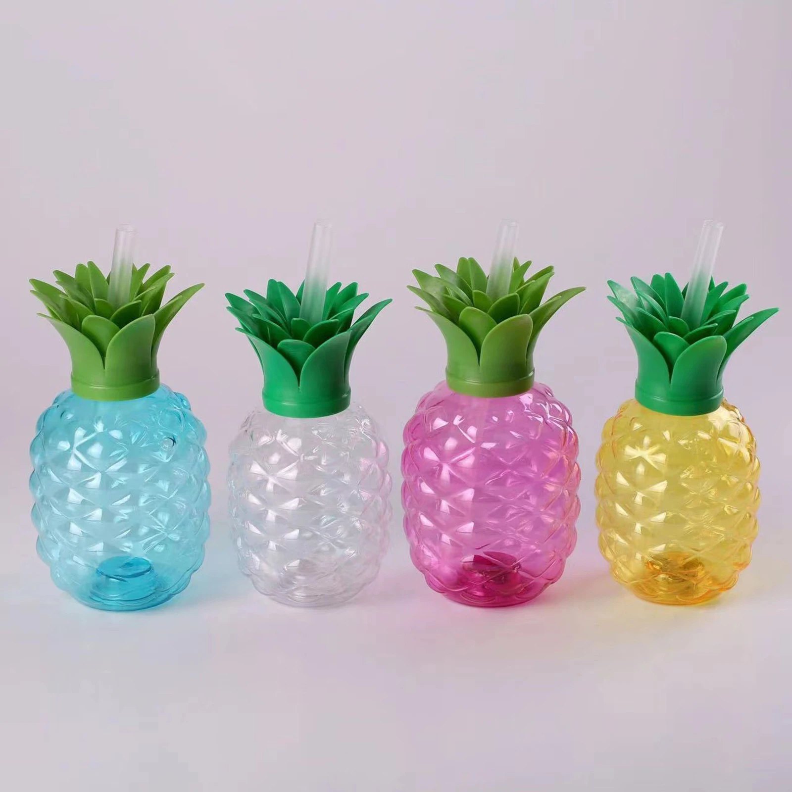 10pcs Plastic Pineapple Drinking Cup 500m Cartoon Water Bottle Food Grade Hawaiian Summer Juice milk Cups Pool Party Decorations