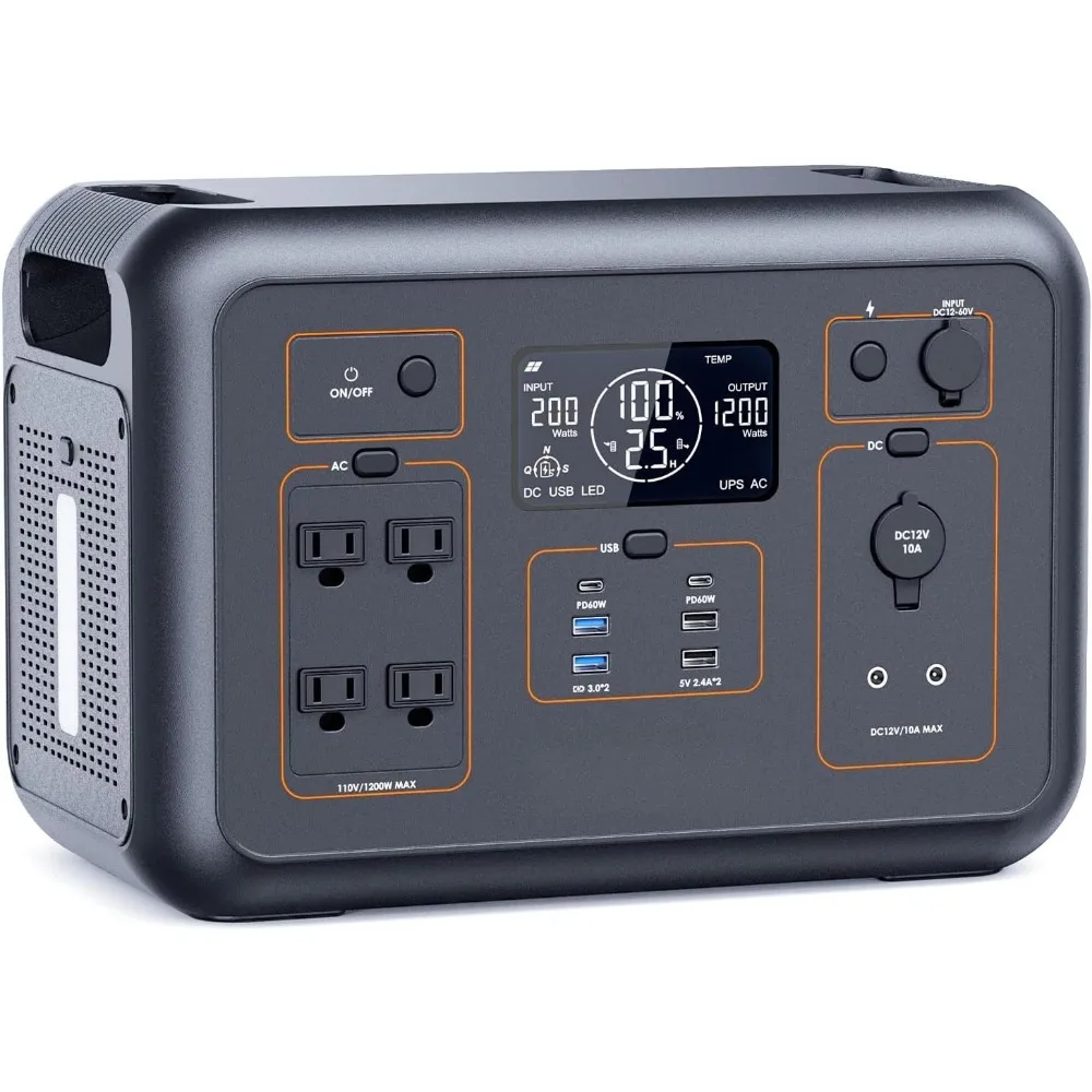 

LiFePO4 Portable Power Station 1200W, 1008Wh Solar Generator with UPS Mode, 1.5Hrs Fast Charge, 4 AC Outlet(Surge 2400W),