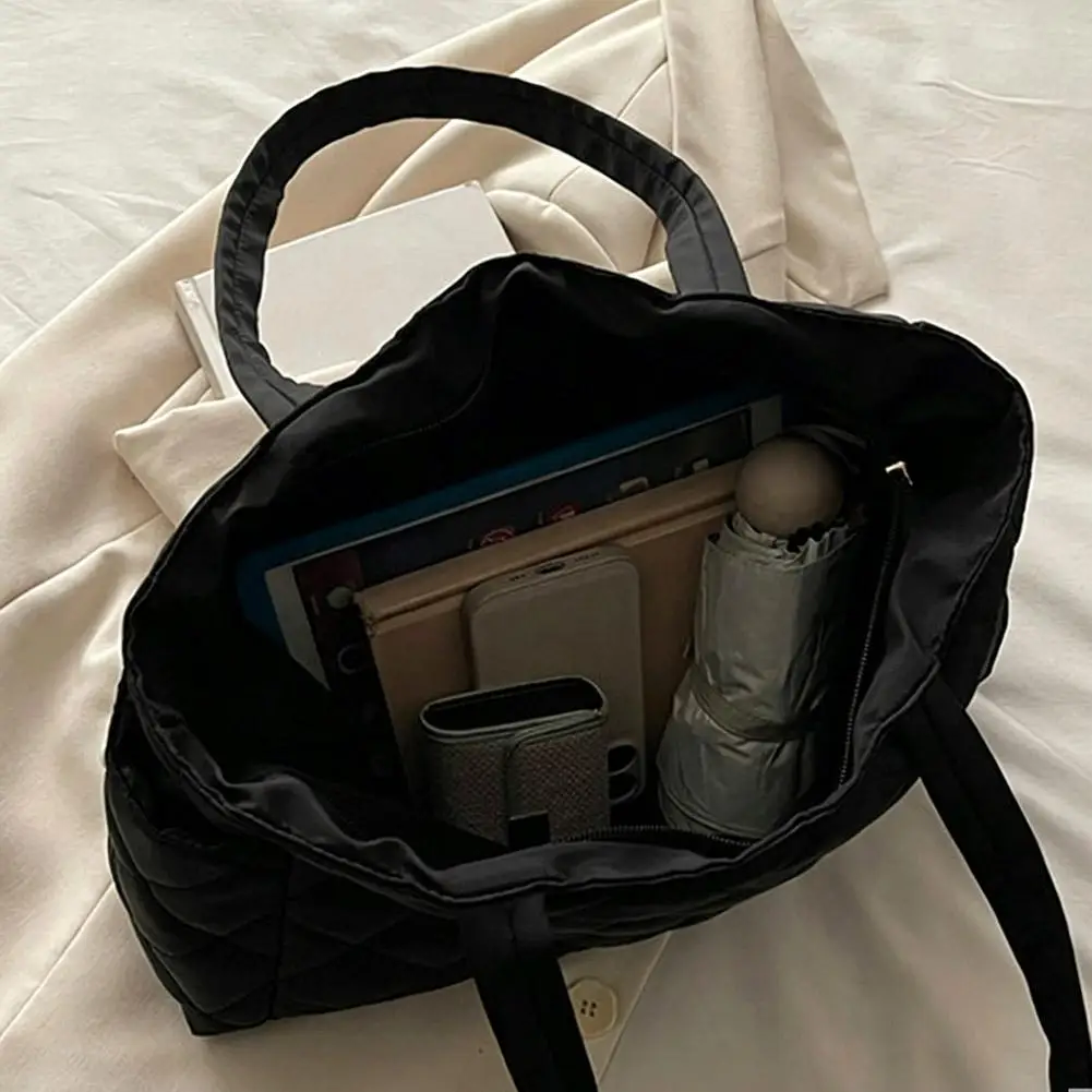 Mehrtaschen-Damen-Umhängetasche im Postboten-Stil, mit Rautenmuster, aus Baumwolle, als Kleider- und Schultertasche, große Kapazität, lässige Nylon-Schultertasche. – Detail 24