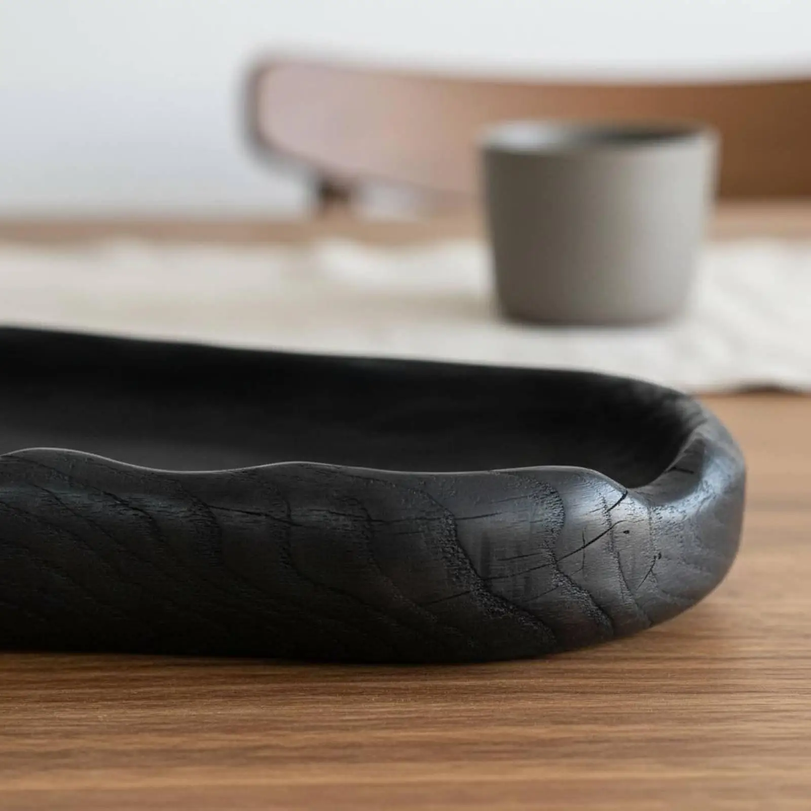 Rustic wooden fruit bowl, handcrafted, hand-carved serving platter