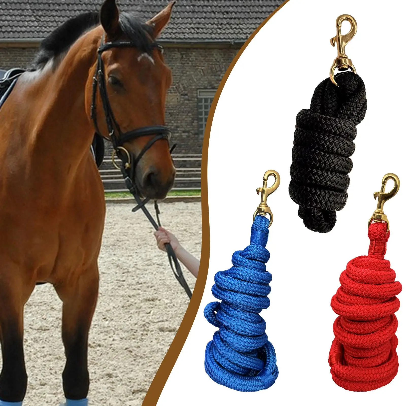 12mm Nylon Horse Rope Lead Rope Halter Rein Heavy Duty Lunge Line for Horse Control and Equine Supplies