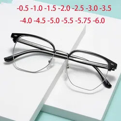 Fashionable Semi-rimless Eyeglasses Frames with TR90 Temples Short-sight Eyewear Diopter 0 -0.5 -0.75 -1.0 To -6.0