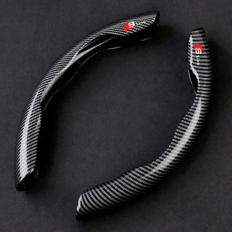 2PCS Carbon Fiber Car Steering Cover Non-Slip Protection Shell For Audi SLine A4 B7 B8 B9 A3 8P 8V 8L A5 A6 C6 C5 C7 4F A1 A7 A8