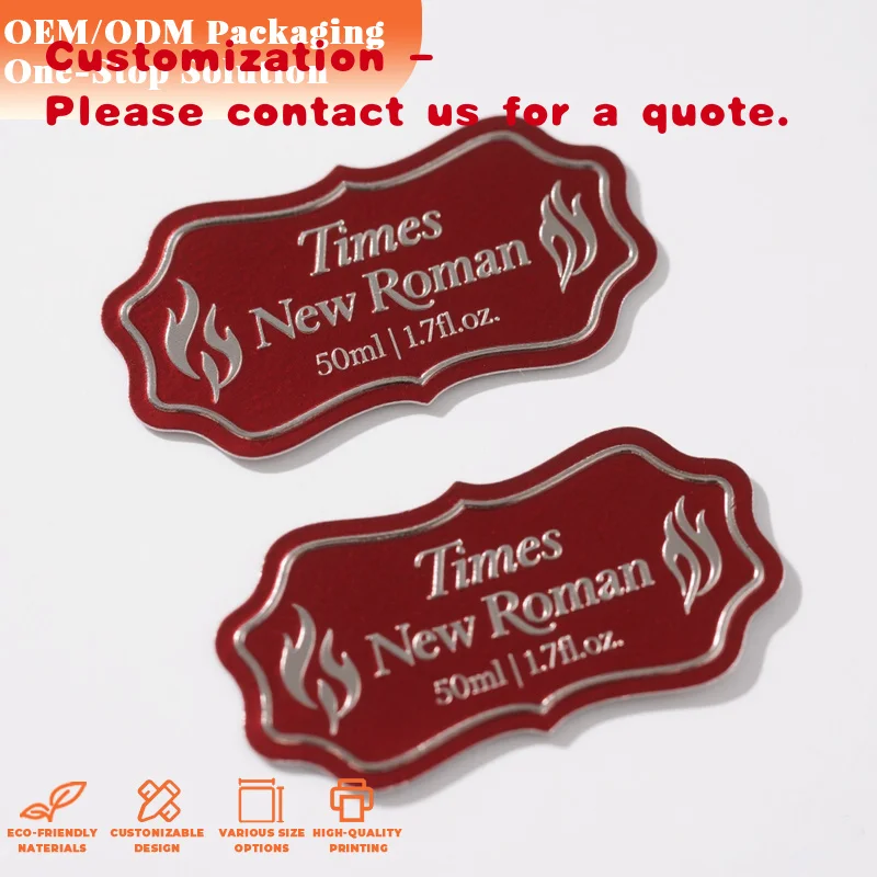 

custom.Custom Waterproof Adhesive Metal Sticker Perfume Labels with Engraved Fragrance Label