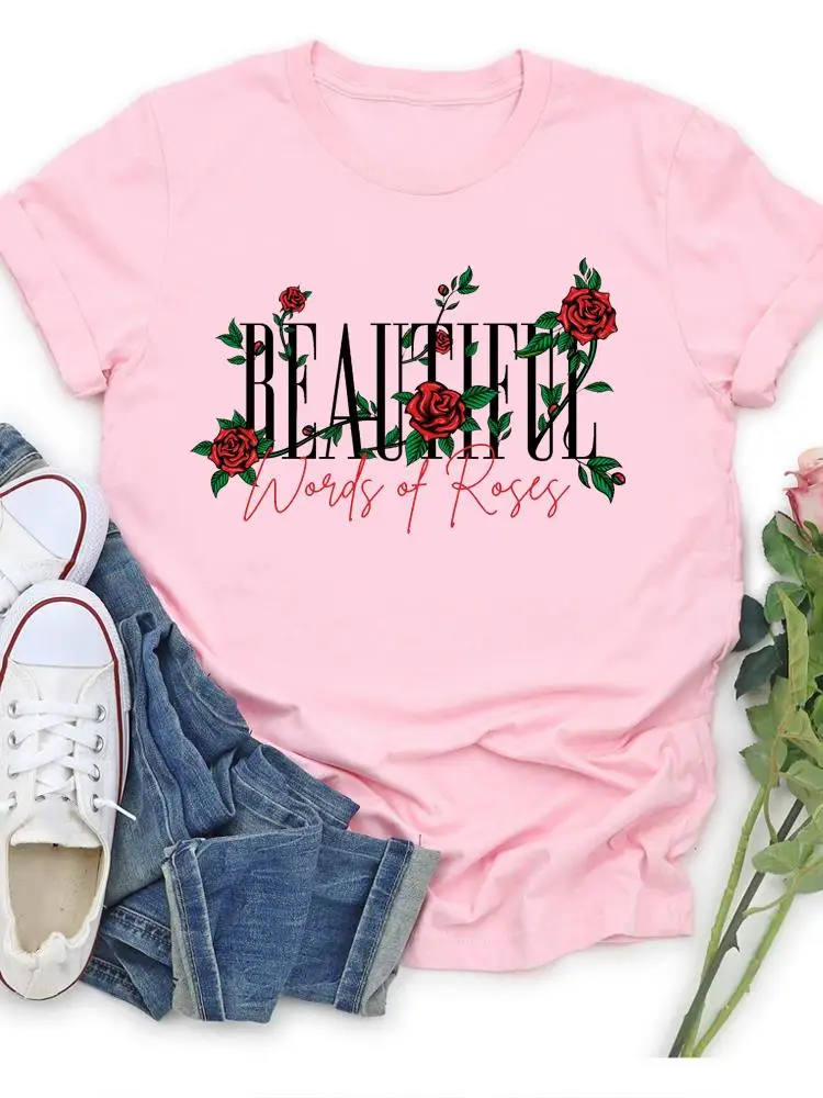 Clothing Female Summer T Fashion Casual Tee Watercolor Flower 90s Style Short Sleeve Printed Women Clothes Graphic T-shirts