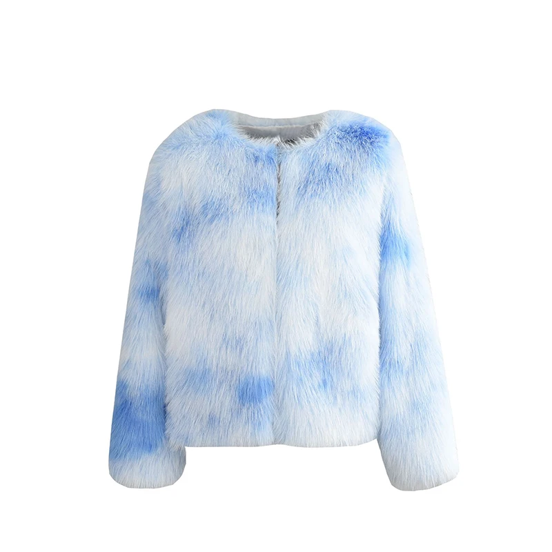 2023 Women\'s Faux Fur Coat Winter Fashion Elegant Female Short Faux Fox Fur Fluffy Jacket High Quality Ladies Plush Cardigan