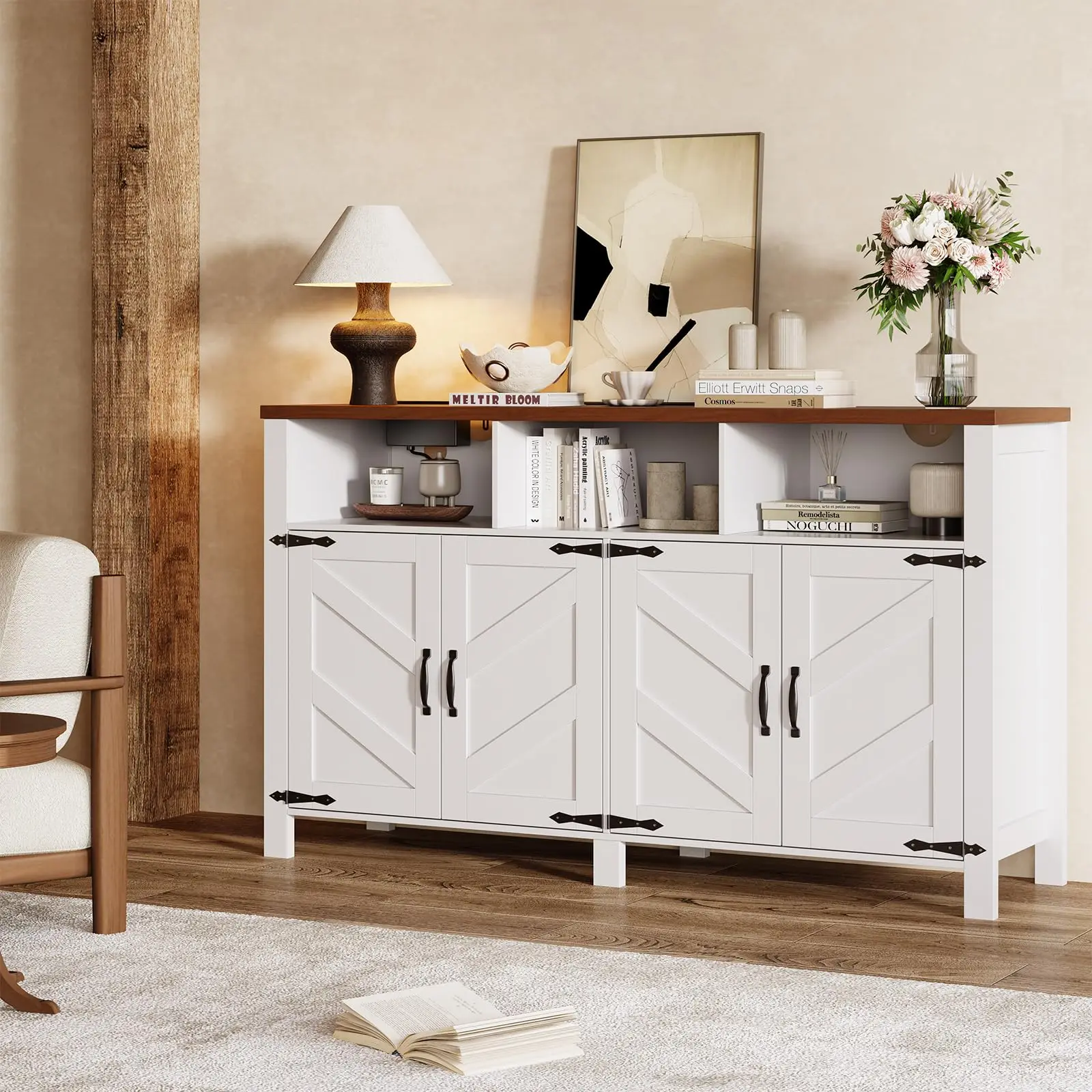 Farmhouse LED Buffet Cabinet 8