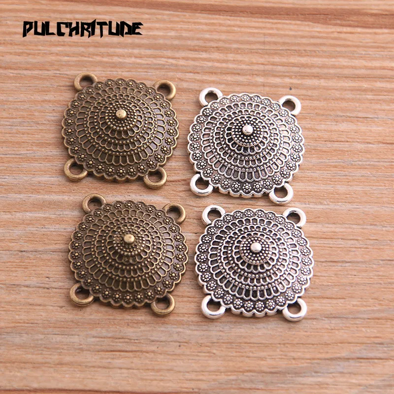 8pcs 21*22mm New Product Two Color Zinc Alloy Round Porous Connectors Jewelry Making DIY Handmade Craft