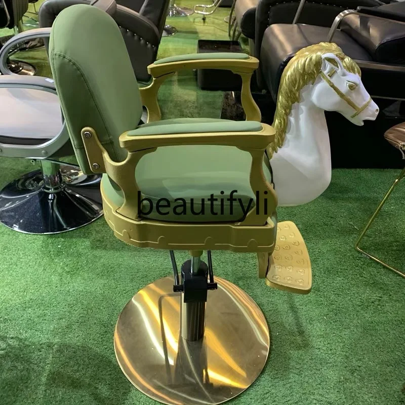 Barber shop children's haircut chair retro Trojan horse for infants and children Barber chair Lifting children's chair