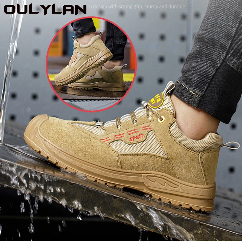 

Oulylan New Safety Shoes Men's Steel Toe Anti-Smash & Puncture Proof Summer Breathable & Anti-Odor Durable Work Boots
