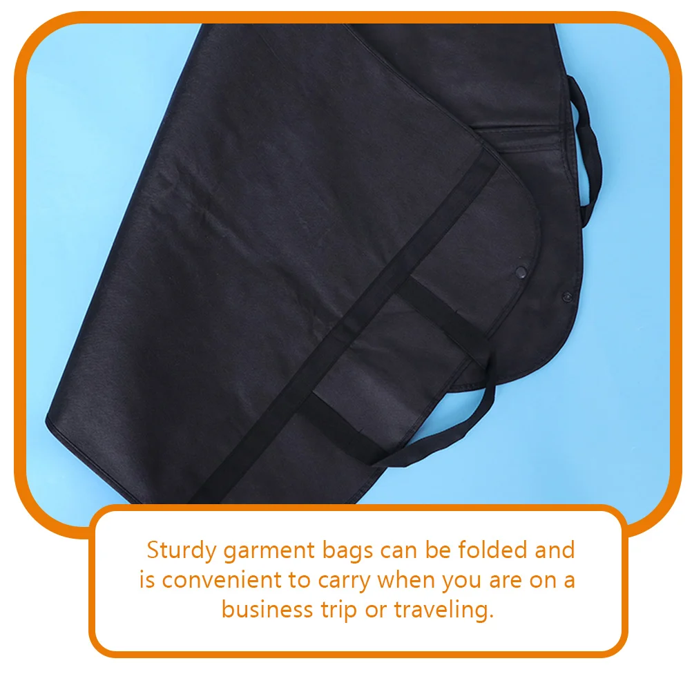 

5 Pcs Travel Garment Bag Dust Hood Storage Suit Dress Bags for Hanging Clothes Coat Thicken Cover Black Clothing