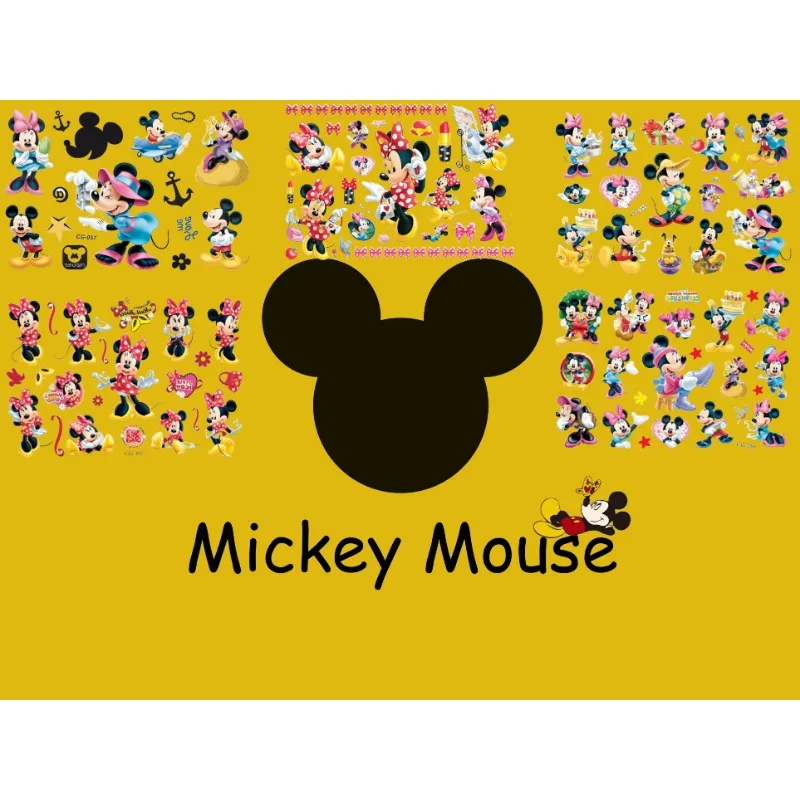 Disney Mickey Mouse Tattoo Stickers Anime Figures Cartoon Tattoo Stickers Cute Kids Party Tattoo Sticker Water Transfer Stickers