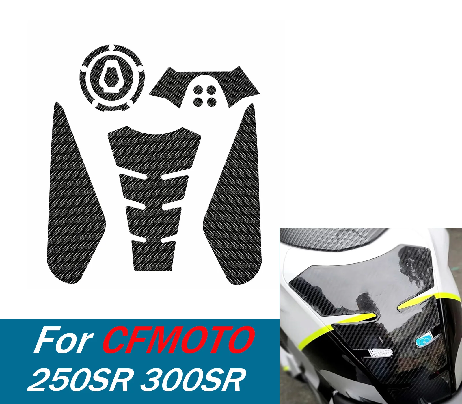 

﻿ ﻿ Наклейки на бак мотоцикла, защита газа для CFMOTO 250SR 300SR, устойчивые к царапинам наклейки, декоративные аксессуары