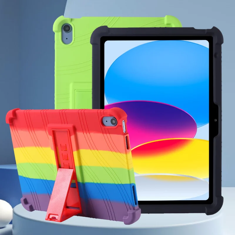 

Silicone Case For iPad Air Pro 13 11 A16 11th 10.9 2022 10th 10.2 7th 8th 9th Gen Air 5 4 Kids Safe Cover For Mini 7 A17 Pro 6