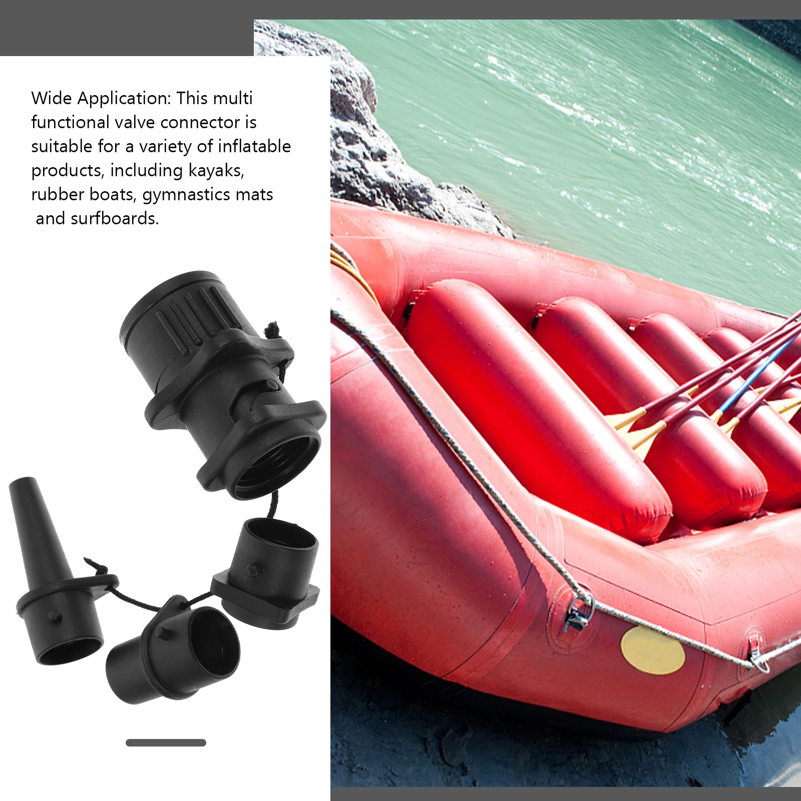 

4Pcs Multifunctional Air Valve Connector Air Pump Adapter for Kayak Surfboard Inflatable Products